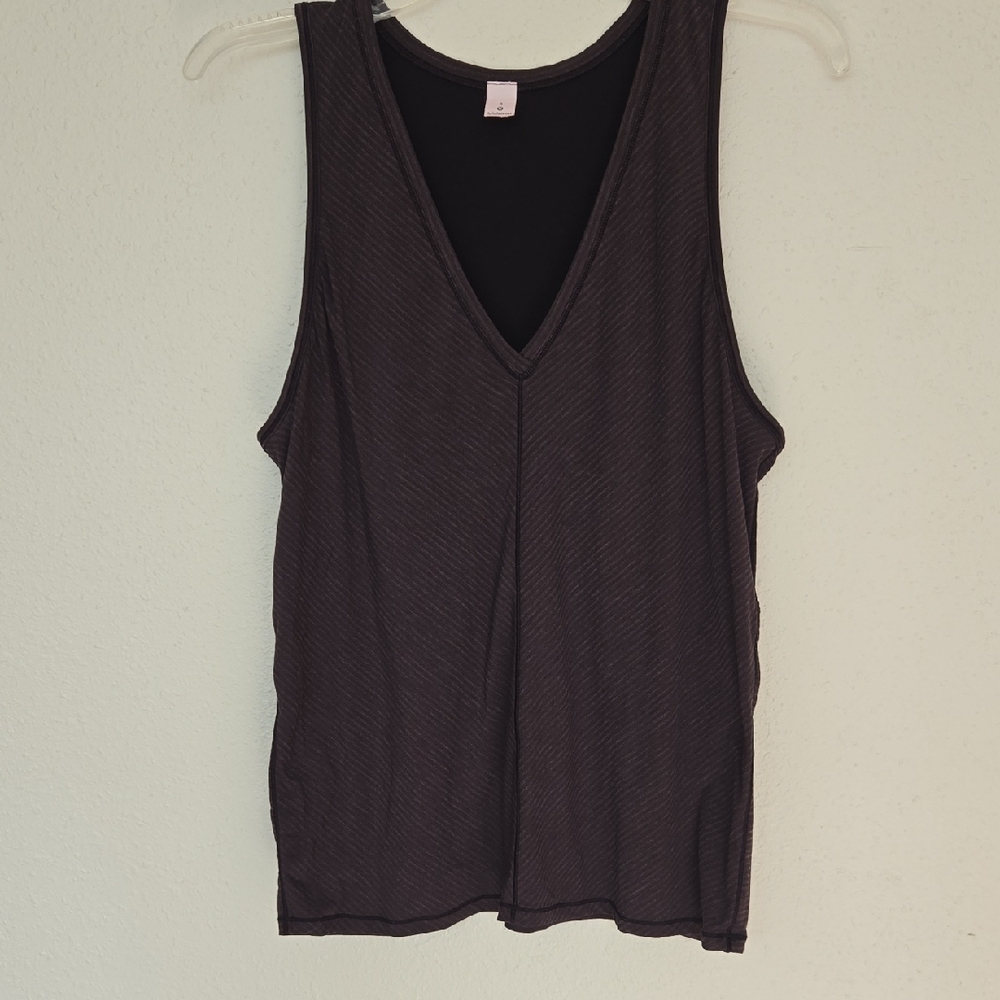 Lululemon Purple and Charcoal V-Neck Tank Top with side cut outs